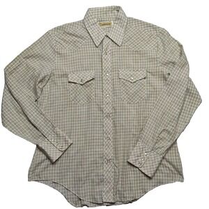 VTG Masterbuilt Men Large (16-16.5) Pearl Snap Plaid Western Button Up Shirt
